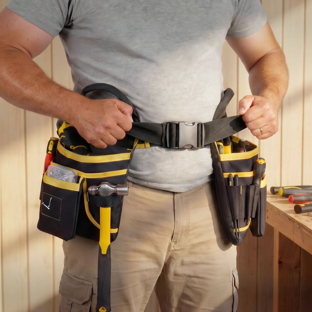 Heavy Equipment Electrician - 多機能ツール用ウエストポーチ、丈夫なオックスフォード生地製、電気工事士用、工具整理、修理用具収納ベルト