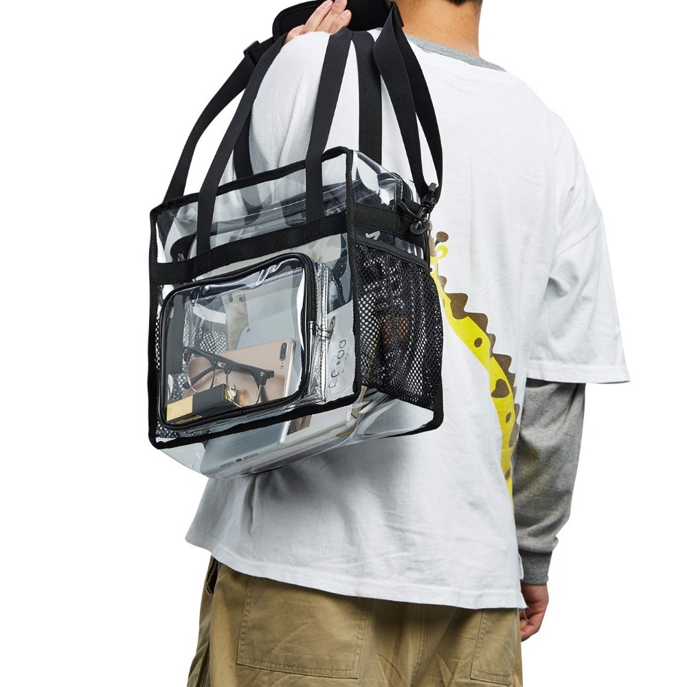 透明な素材で作られた丈夫なトートバッグ。ジッパー付きポケット - Heavy Equipment Bucket のレビューと価格